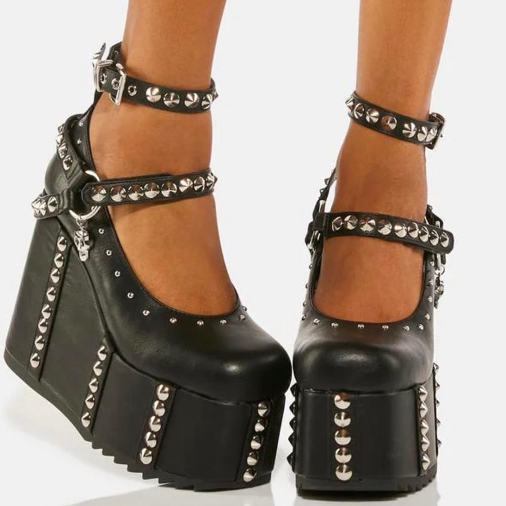 Lamoda
Hell Side Platform Mary Janes woman’s size 8 black with studs goth